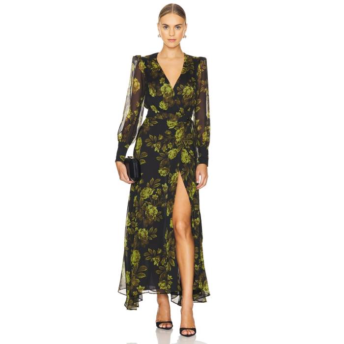 バル点点 Bardot 【 Lucianna Maxi Wrap Dress Women Green Flo 】 wrap さあ美 お召しもの レディース green 緑・緑であること