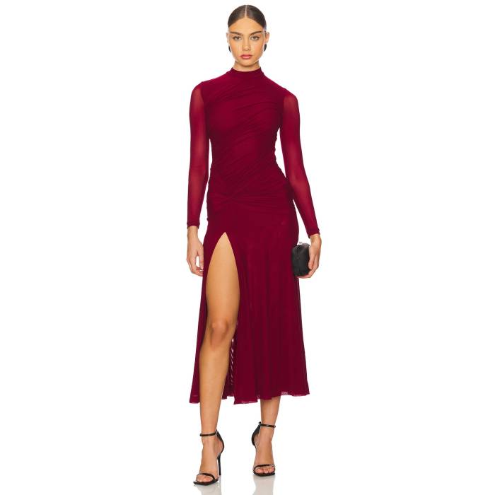 バルドット Bardot 【 Liyana Ruched Mesh Dress Women Berry 】 ドレス レディース|スニケス