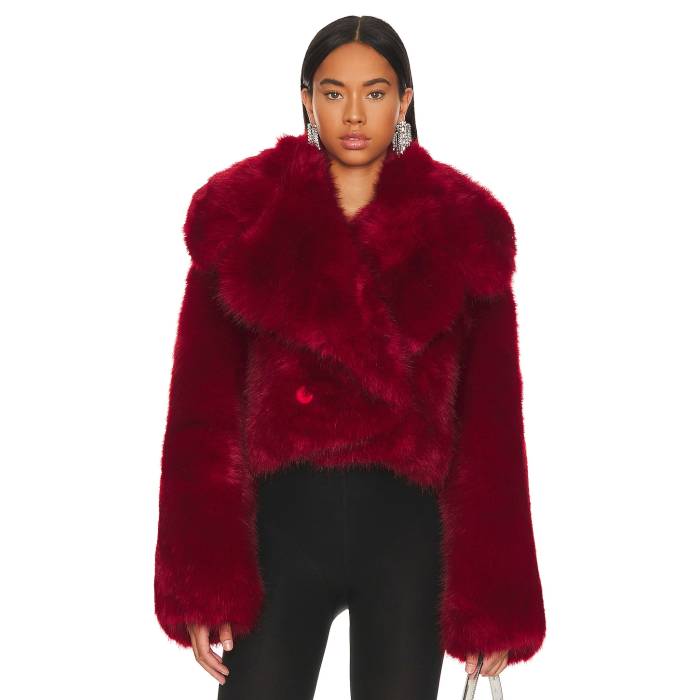 Adrienne Landau 【 Faux Fur Jacket Women Red 】 Jacket 上衣 レディース Red 赤・赤いこと