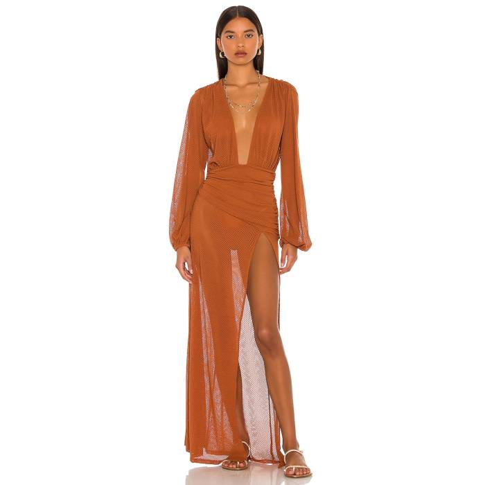 Camila Coelho 【 Kimber Maxi Dress Women Hazel Brown 】 御召しもの レディース 赤銅色 赤銅色