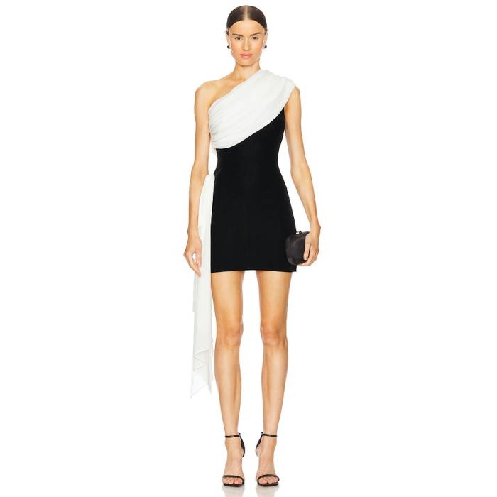L\u0027academie 【 By Marianna Jovie Mini Dress Women Black \u0026Amp; Ivory 】 お召しもの レディース 黒いこと 黒いこと 象牙色 レディースファッション-ドレス