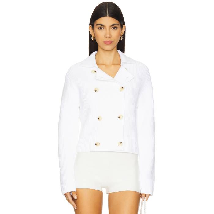 ヴィンス Vince 【 Double Breasted Sweater Jacket Women Optic White 】 トレーナー Jacket ジャケット レディース 白色 ホワイト｜スニケス