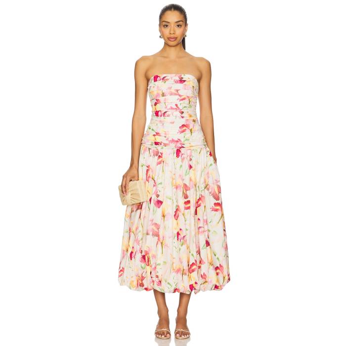 Nicholas 【 Despina Bubble Midi Dress Women Luna Ivory Wildflower 】 バブル ドレス レディース アイボリー｜スニケス