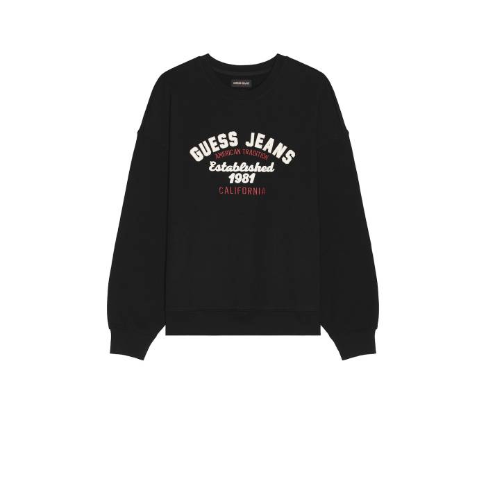 Guess Jeans 【 Vintage Sweatshirt Men Jet Black 】 vintage ビンテージ・ヴィンテージ 流汗 調教師 メンズ 黒いこと 黒いこと