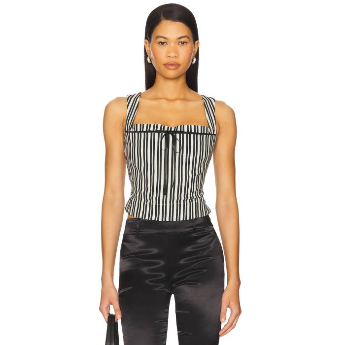 Miaou 【 Laced Imogene Corset Women Cream Stripe 】 レディース 皮膚軟化剤 Stripe 縞模様