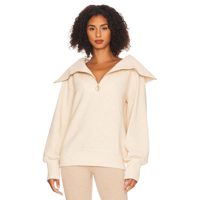 バーリー Varley 【 Vine Half Zip Sweater Women Oatmeal Marl 】 ハーフ トレーナー レディースファッション トップス スウェット トレーナー レディース