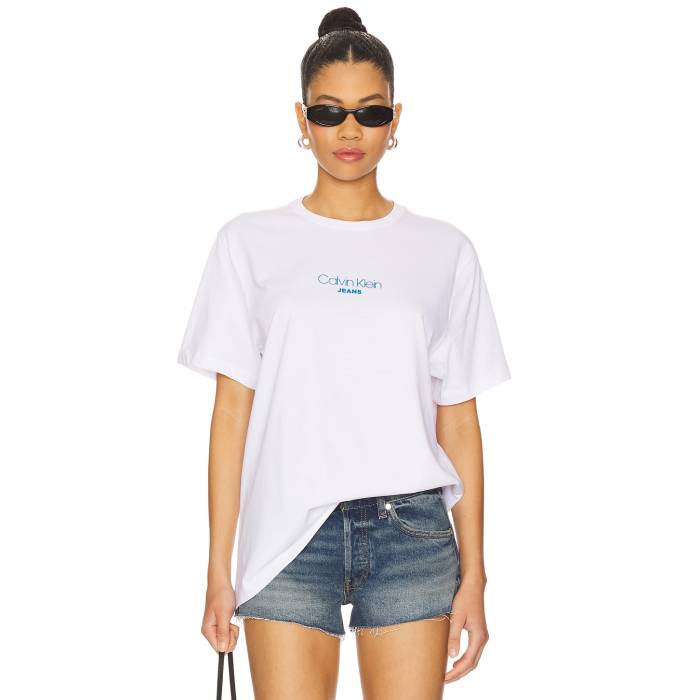 カルバンクライン Calvin Klein 【 Acid Wash 20S Cotton Tee Unisex Brilliant White 】 Tシャツ レディースファッション トップス Tシャツ カットソー ユニセックス 白色 ホワイト