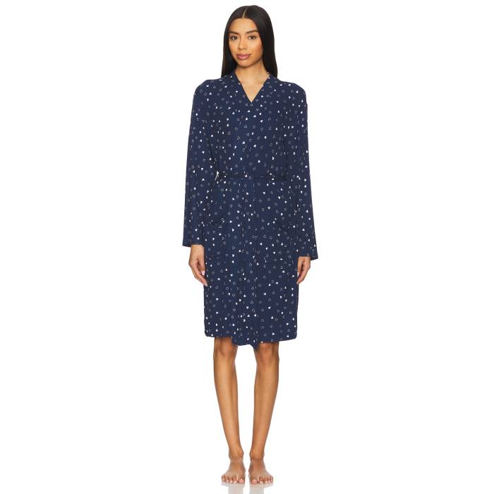 Barefoot Dreams 【 Ultra Soft Rib Piped Robe Women Marine & Pink Peonie 】 ultra ウルトラ インナー 下着 ナイトウェア メンズ ナイトウェア ルームウェア バスローブ レディース pink ピンク
