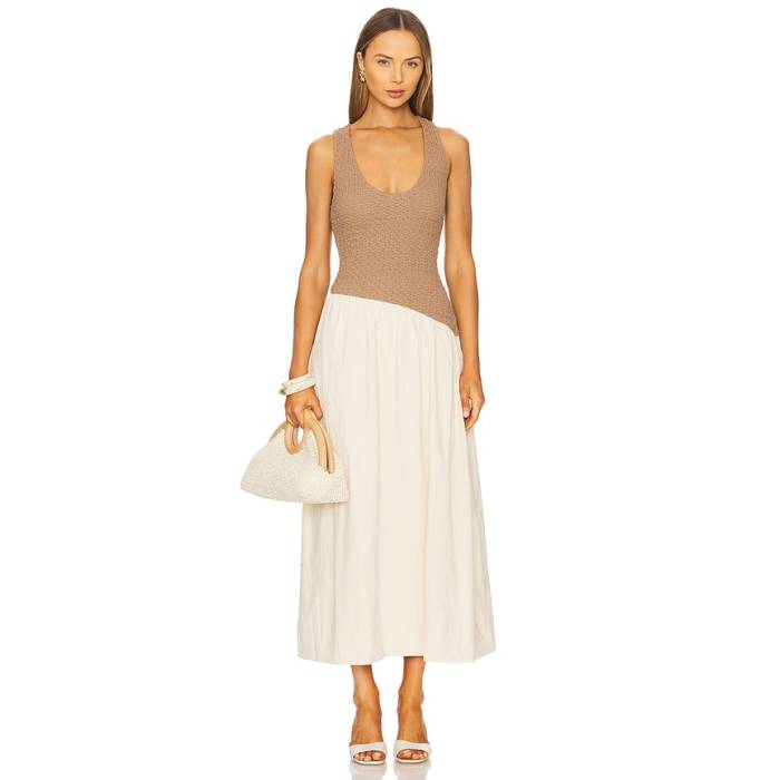 Sovere 【 Haven Dress Women Taupe \u0026Amp; Cream 】 ヘイブン お召しもの レディース 皮膚軟化剤 ドレス-レディースファッション