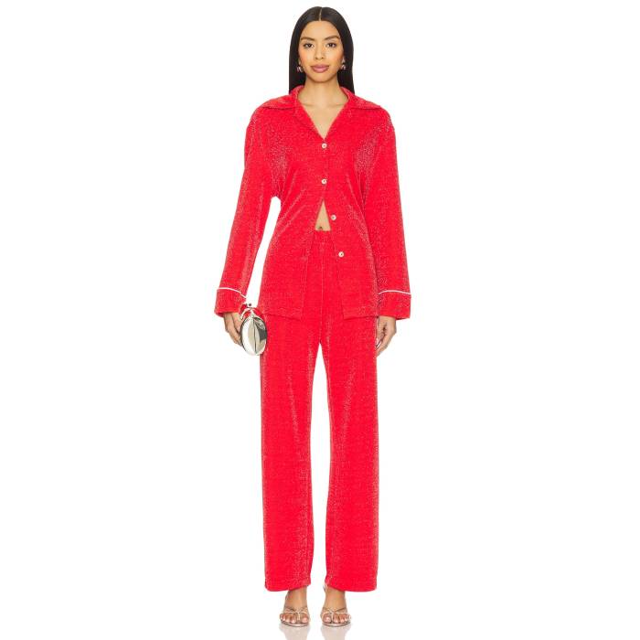 Sleeper 【 Saturn Lurex Pajama Set Women Red 】 インナー 下着 ナイトウェア レディース ナイトウェア ルームウェア パジャマ レディース Red 赤・レッド