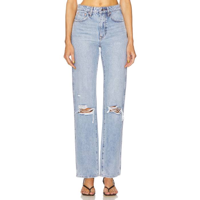 Grlfrnd 【 Sara Super High Rise Slim Straight Jeans Women Red Rock 】 ご機嫌 ライズ slim か細い デニム レディース Red 赤・赤いこと
