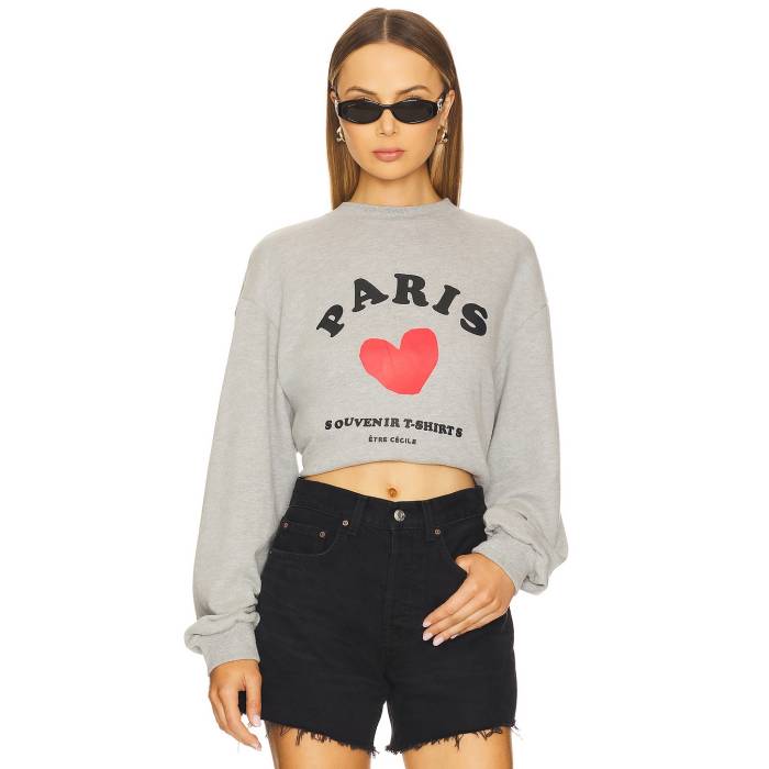Etre Cecile 【 Paris Souvenir Boyfriend Sweatshirt Women Grey Marle 】 汗水 調教師 レディース 薄墨色 薄墨色