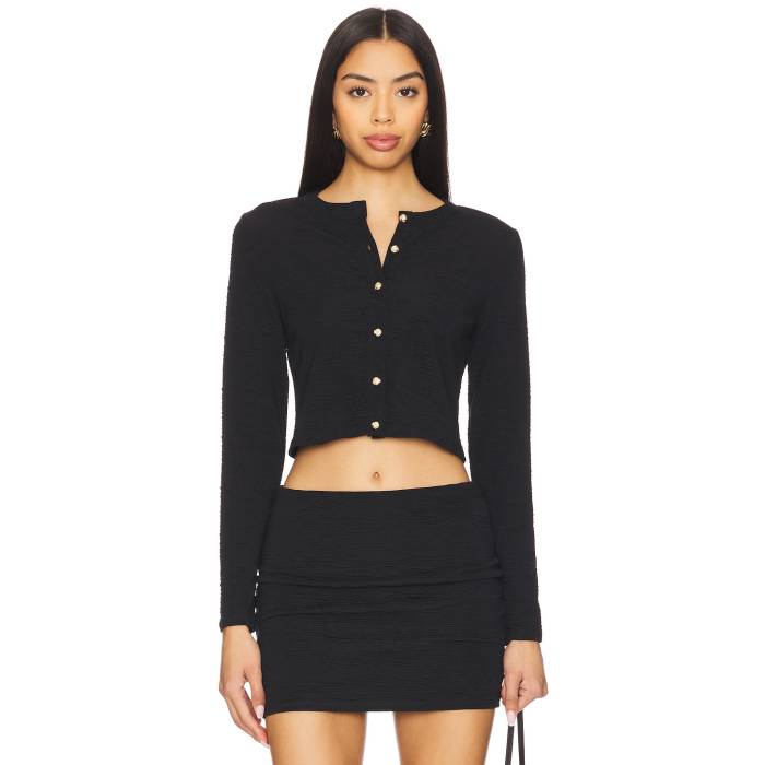 La Porte 【 Lauren Swim Cardigan Women Jet Black 】 ジレー レディース 黒いこと 黒いこと