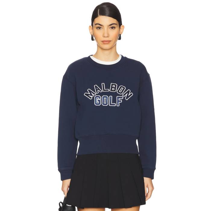 Malbon Golf 【 Ivy Crewneck Sweatshirt Women Navy 】 スウェット トレーナー レディースファッション トップス スウェット トレーナー レディース 紺色 ネイビー