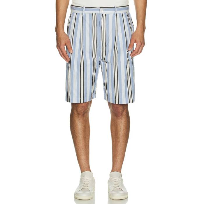 Simkhai 【 Hugh Shorts Men Blue Multi Stripe 】 さる股引き メンズ 青み 青色 Stripe 縞模様