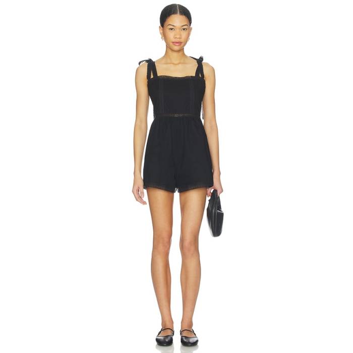 フェイスフルザブランド Faithfull The Brand 【 Emilia Playsuit Women Fresco Lace Black 】 レディース 黒いこと 黒いこと
