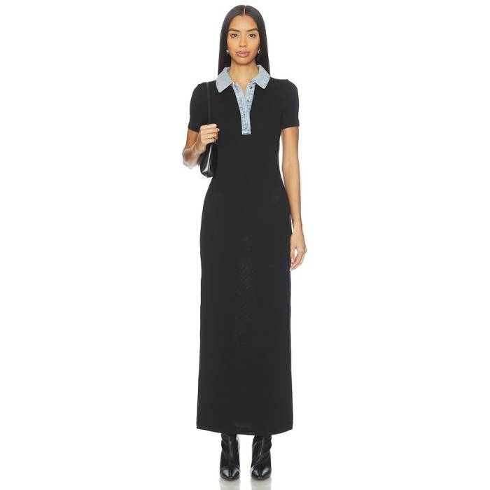 Seroya 【 Reye Knit Maxi Dress Women Black \u0026Amp; Coastline 】 編み物 お召しもの レディース 黒いこと 黒いこと