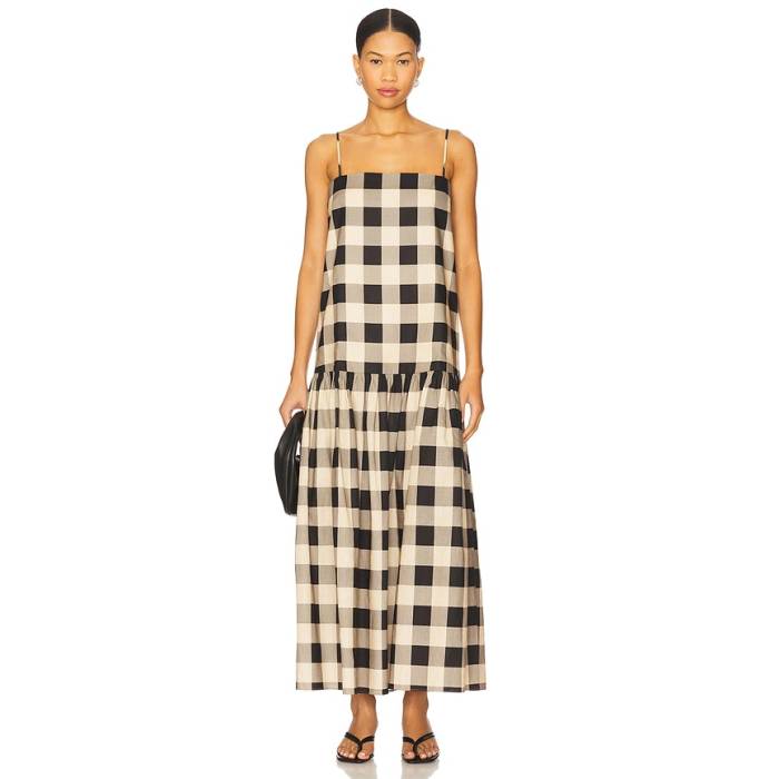 Seroya 【 Aydan Linen Maxi Dress Women Gingham Large 】 御召しもの レディース