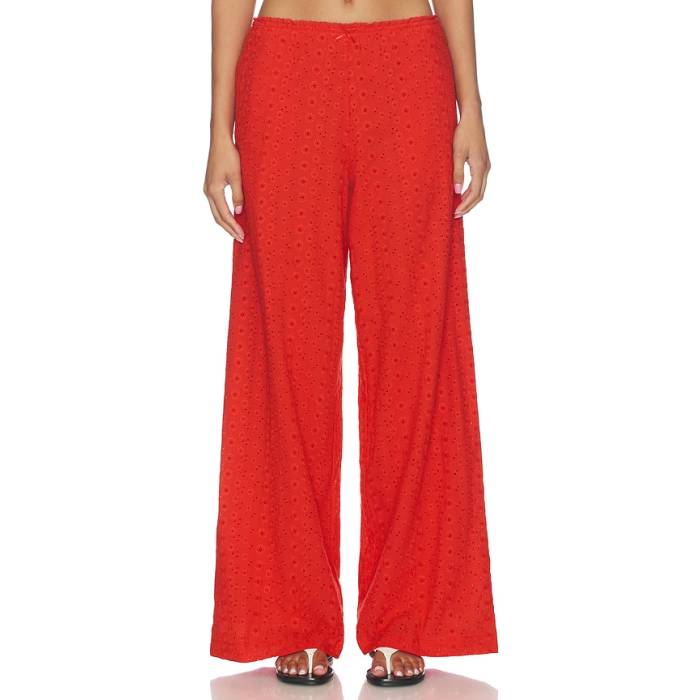 Nia 【 X Revolve Eyelet Pant Women Red 】 ズボン下 レディース Red 赤・赤いこと