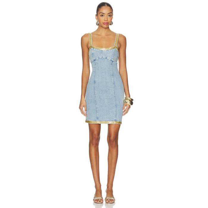 Asta Resort 【 Vera Embroidered Mini Dress Women Light Wash &Amp; Golden Olive 】 ドレス レディース olive オリーブ|スニケス