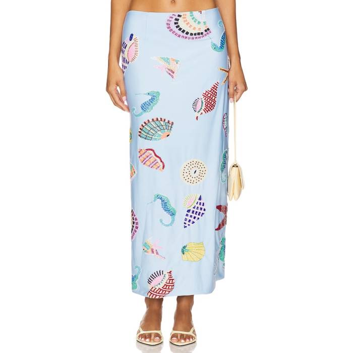 Oceanus 【 Shell Hand Beaded Skirt Women Light Blue 】 shell シェル レディース 青色 ブルー|スニケス