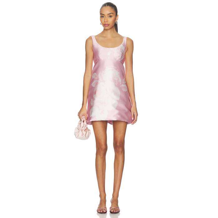 Marques \u0027 Almeida 【 Printed Heavy Satin Mini Dress Women Pink 】 繻子 御召しもの レディース pink サクラ色