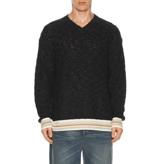スコッチアンドソーダ Scotch & Soda 【 V Neck Cable Loose Fit Pullover Men Dark Brown 】 メンズ 茶色 ブラウン｜スニケス