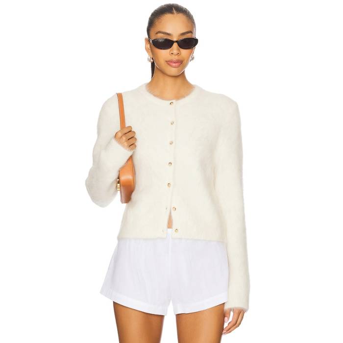 Soft Goat 【 Alpaca Cardigan Women Feather White 】 ジレー レディース 白いこと 白いこと