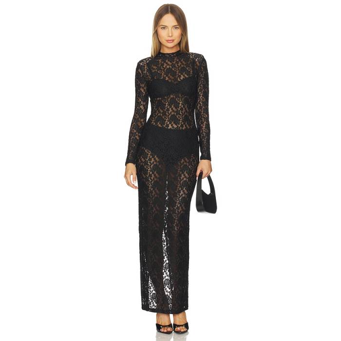 Nookie 【 Roxana Long Sleeve Gown Women Black 】 Sleeve 捩り レディース 黒いこと 黒いこと
