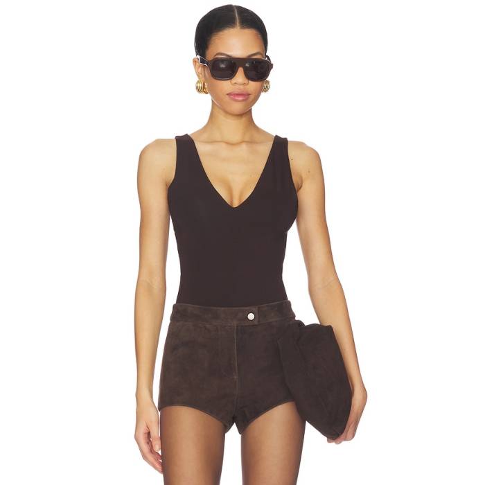 Sans Faff 【 X Revolve Plunge V Bodysuit Women Brown 】 上半身背広 レディース 赤銅色 赤銅色