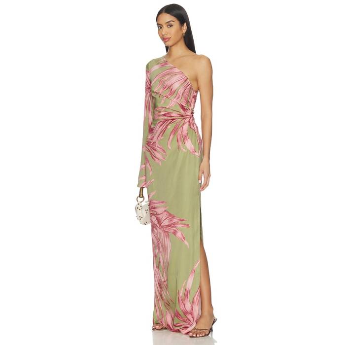 Rococo Sand 【 One Shoulder Maxi Dress Women Green 】 御召しもの レディース green 緑・緑であること