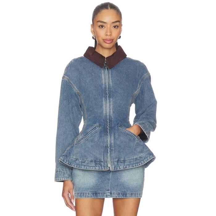 Line \u0026 Dot 【 Mottle Jacket Women Denim Blue 】 Jacket 上衣 レディース ジーンズ 青味 青み