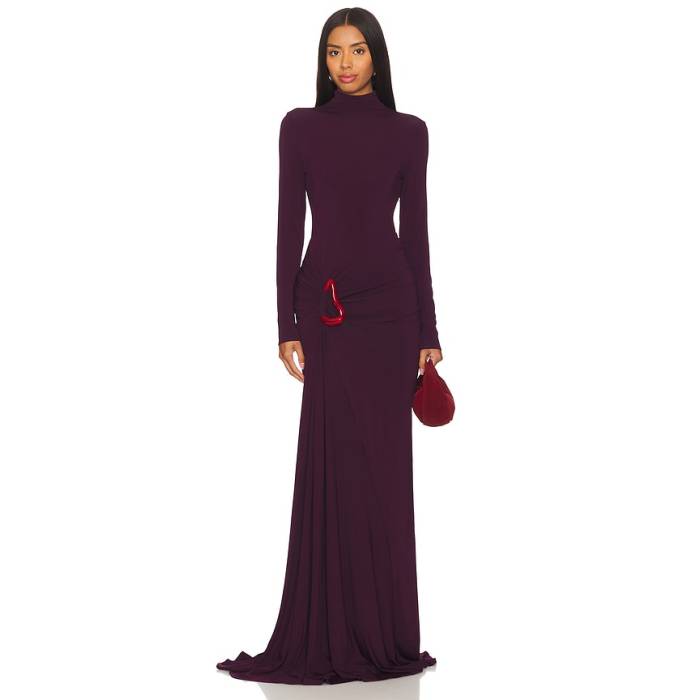 Silvia Tcherassi 【 Lena Dress Women Burgundy 】 お召しもの レディース ぶどう酒色・バーガンディー