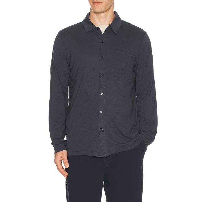 Barefoot Dreams 【 Triblend Button Down Shirt Men Indigo 】 落ちこむ メンズ 藍色・インディゴ