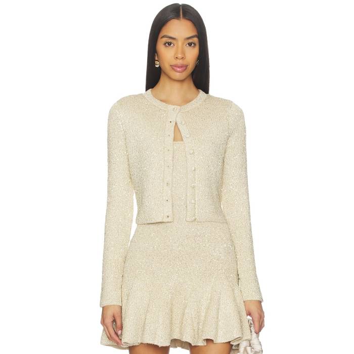 Loveshackfancy 【 Ferra Cardigan Women Honey Gold 】 ジレー レディース お前さん ゴールド