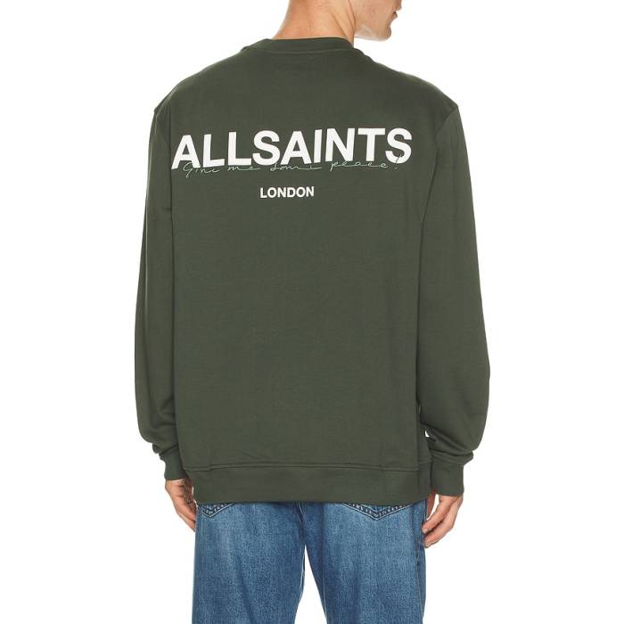 オールセインツ Allsaints 【 Halcyon Crew Sweatshirt Men Garnet Green 】 労働者の一団 汗水 調教師 メンズ green 緑・緑であること