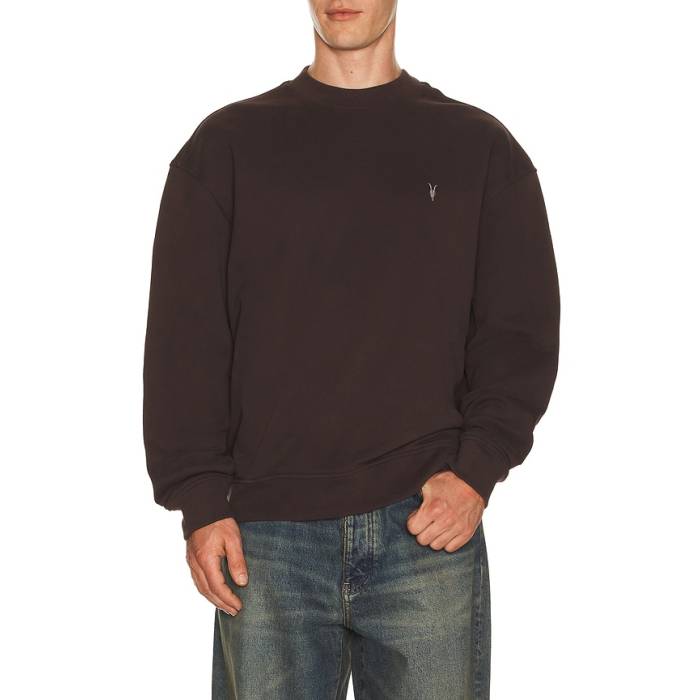 オールセインツ Allsaints 【 Asher Crew Neck Sweater Men Plum Brown 】 労働者の一団 調教師 メンズ 赤銅色 赤銅色
