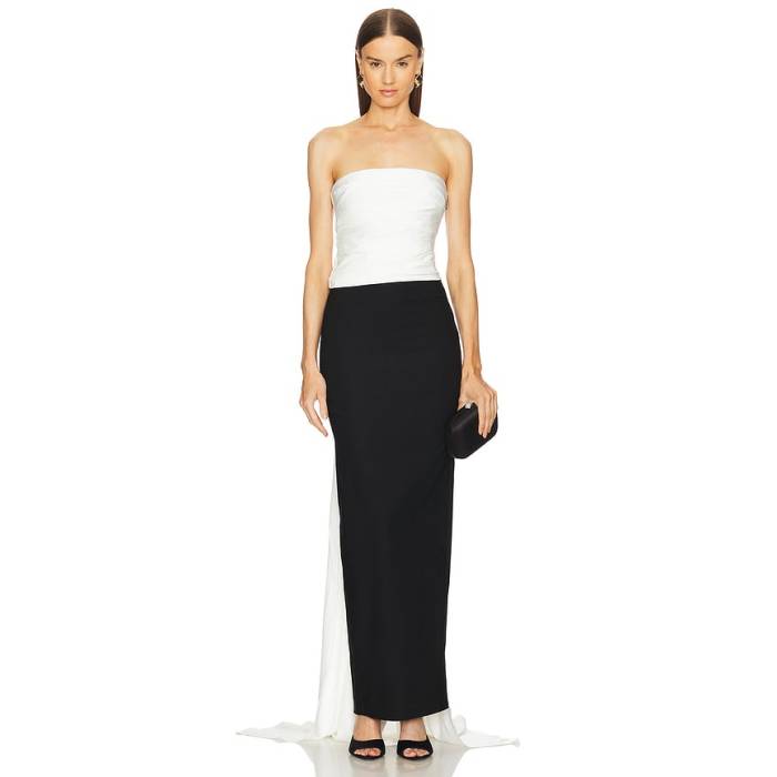 Michael Costello 【 X Revolve Sabine Gown Women Black \u0026Amp; Ivory 】 レディース 黒いこと 黒いこと 象牙色