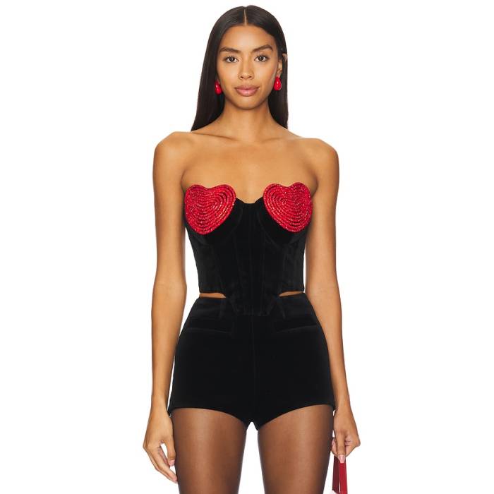 Marianna Senchina 【 Red Heart Top Women Black \u0026Amp; Red 】 Red 赤・赤いこと レディース 黒いこと 黒いこと Red 赤・赤いこと