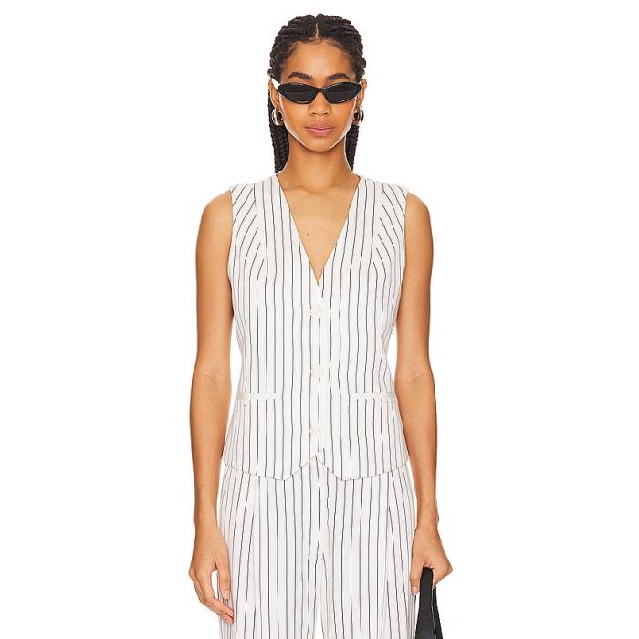 Shona Joy 【 Harley Oversized Tailored Vest Women Ivory \u0026Amp; Black 】 限りない レディース 象牙色 黒いこと 黒いこと