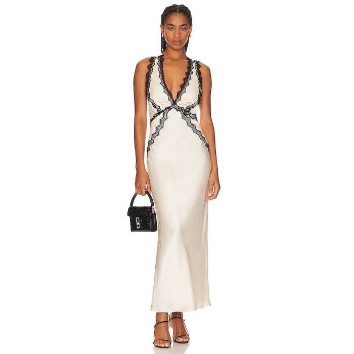 Shona Joy 【 Camille Lace Cross Back Midi Dress Women Cream \u0026Amp; Black 】 御召しもの レディース 皮膚軟化剤 黒いこと 黒いこと