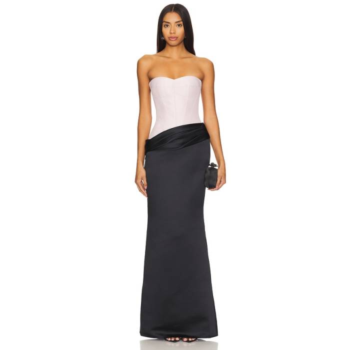 Nafsika Skourti 【 The Two-Tone Undressed Gown Women Blush \u0026Amp; Black 】 レディース 黒いこと 黒いこと