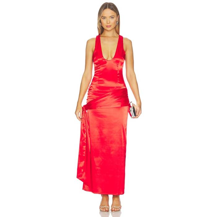 Superdown 【 Dempsey Maxi Dress Women Cherry Red 】 御召しもの レディース Red 赤・赤いこと