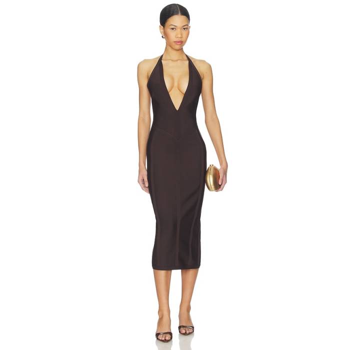 Superdown 【 Kass Bandage Midi Dress Women Brown 】 御召しもの レディース 赤銅色 赤銅色