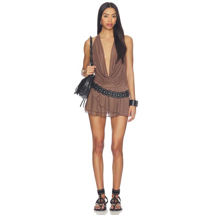 Superdown 【 Katsia Mini Dress Women Brown 】 お召しもの レディース 赤銅色 赤銅色