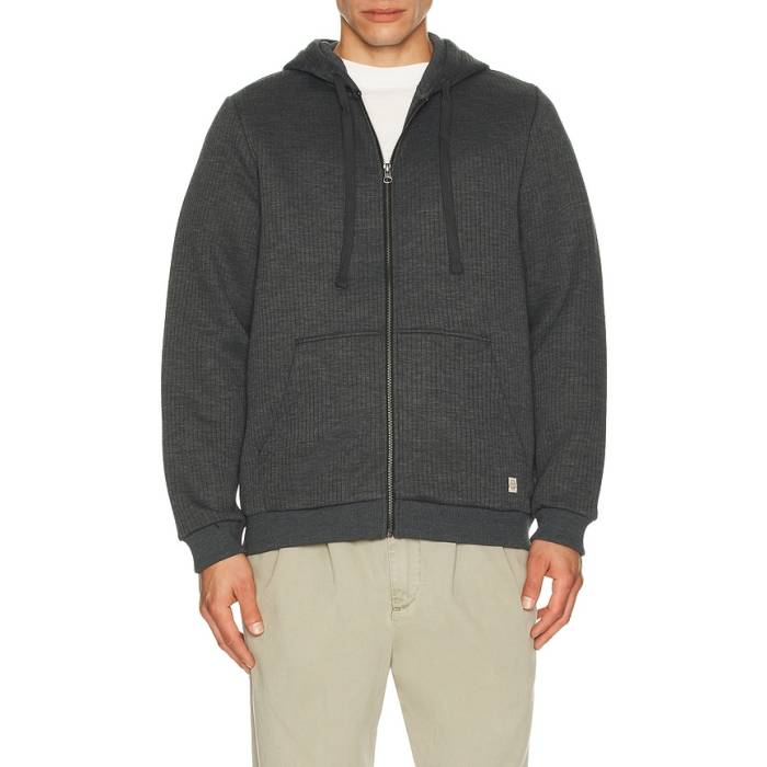 Marine Layer 【 Corbet Quilted Zip Hoodie Men Black Heather 】 フーディー パーカー メンズ 黒色 ブラック heather ヘザー｜スニケス