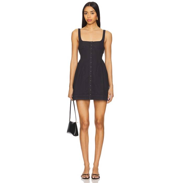 フリーピープル Free People 【 Astrid Oxford Mini Dress Women Black 】 オックスフォード お召しもの レディース 黒いこと 黒いこと