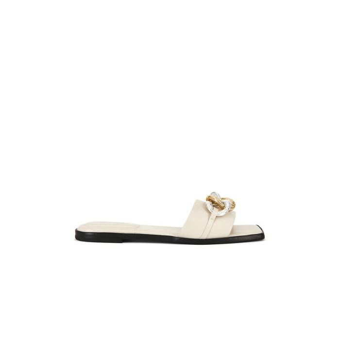 Simkhai 【 Arlo Chain Leather Flat Slide Women Cream 】 なめし革 Slide サンダル レディース 皮膚軟化剤