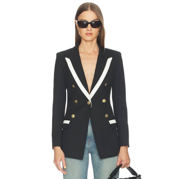 Smythe 【 Taped Not A Db Blazer Women Deep Black With Chalk 】 ブレイザー レディース ディープ 黒いこと 黒いこと