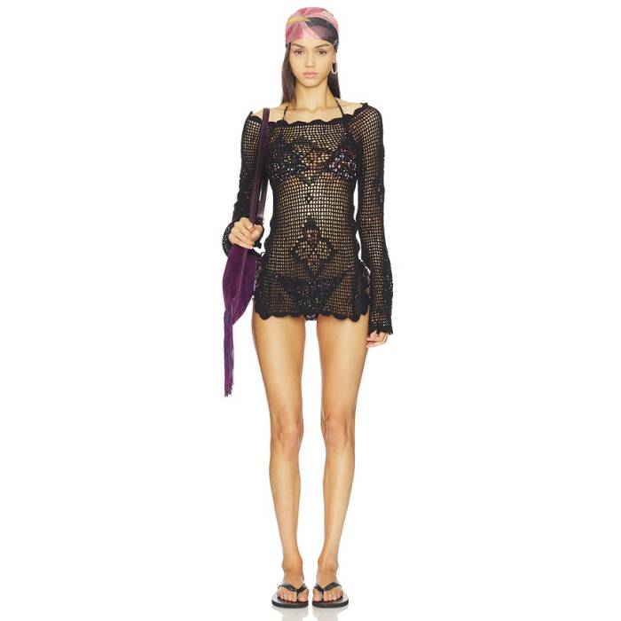 Agua Bendita 【 Boh 1 Quilt Mini Dress Women Black 】 quilt キルト 御召しもの レディース 黒いこと 黒いこと